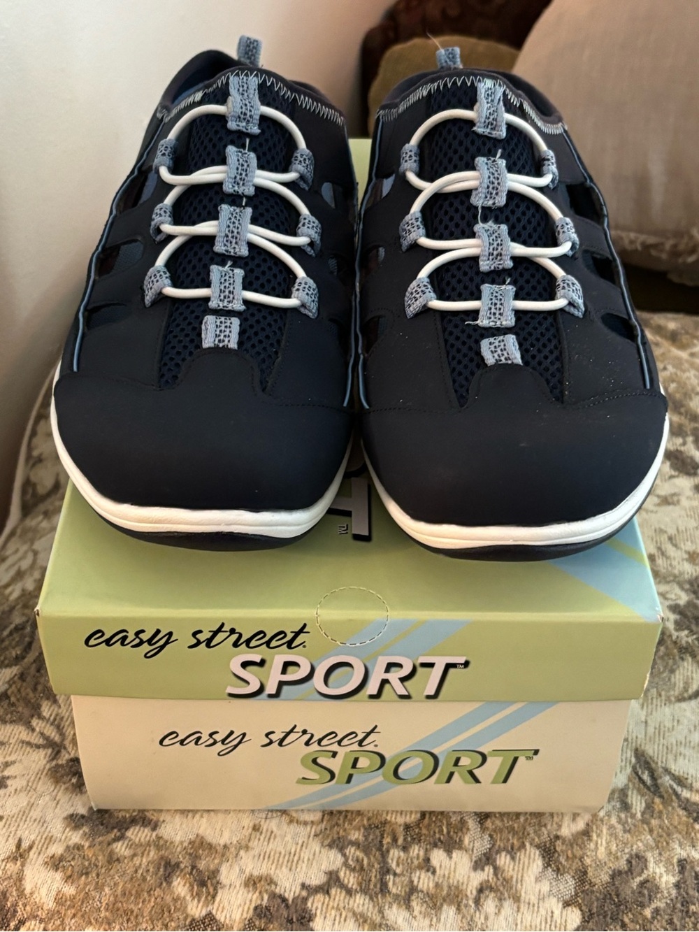 Easy Street Navy with Light Blue Accent Slip-On Sneakers